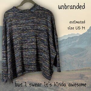 Unbranded Space Dye/Marled Knit Mock Neck Top, Oversized Fit, Size M